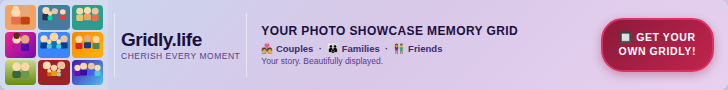 Gridly.life photo showcase memory grid banner